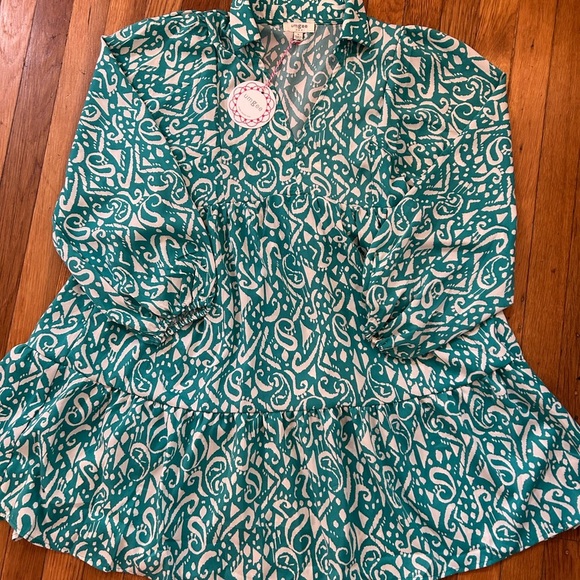 Umgee Teal/White Tiered Sundress - Picture 6 of 8